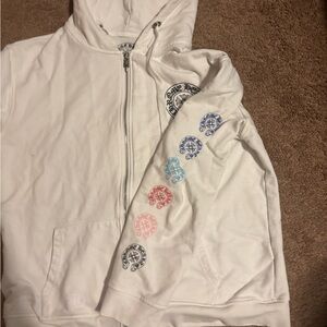 Chrome Hearts White Hoodie with Multicolor Graphics